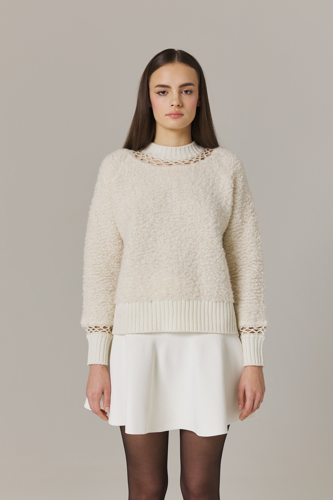 Furry Pullover Sweater Cream Cristina