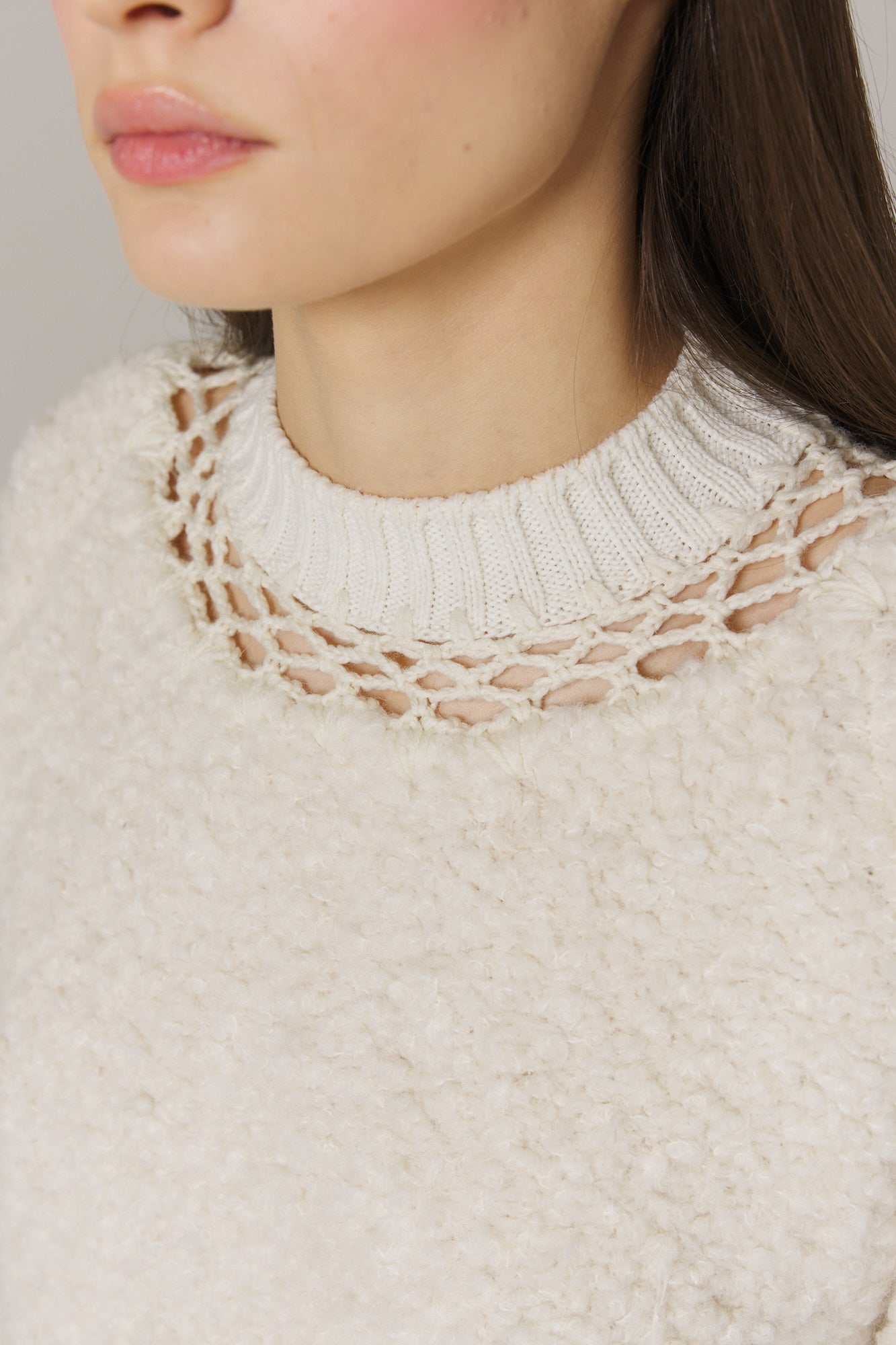 Furry Pullover Sweater Cream Cristina