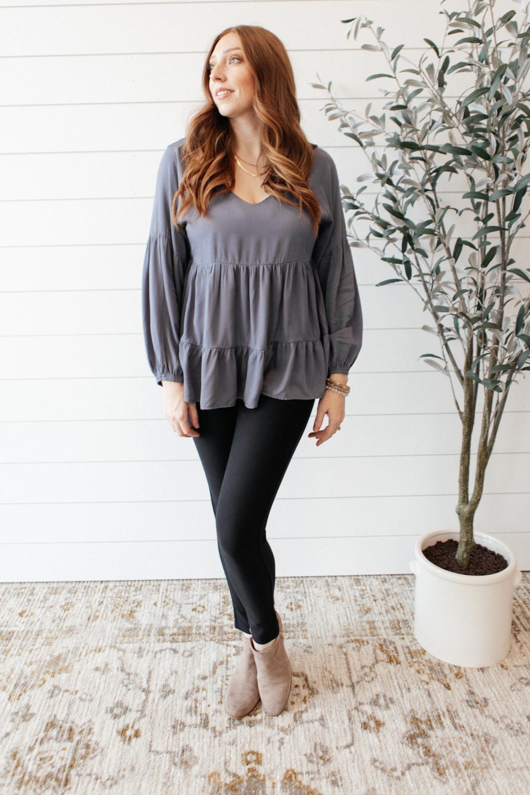 Charcoal Lightweight Tiered Swing Top Sassy