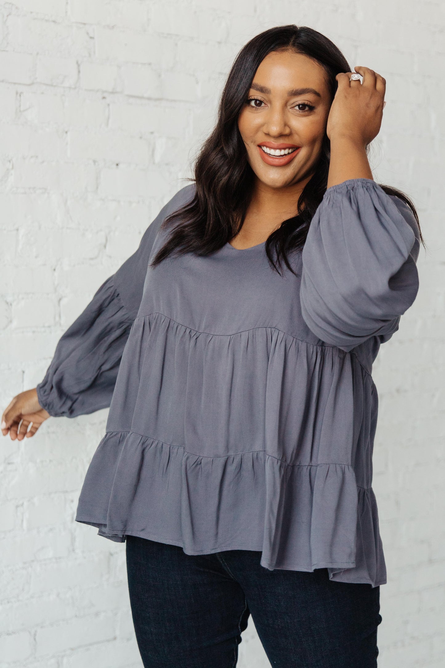 Charcoal Lightweight Tiered Swing Top Sassy