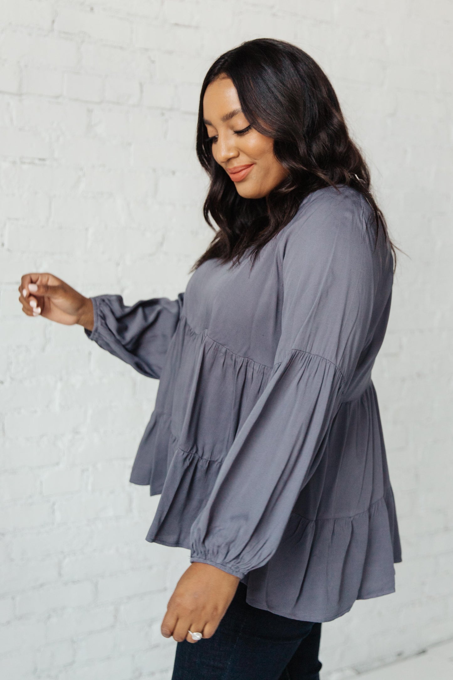 Charcoal Lightweight Tiered Swing Top Sassy