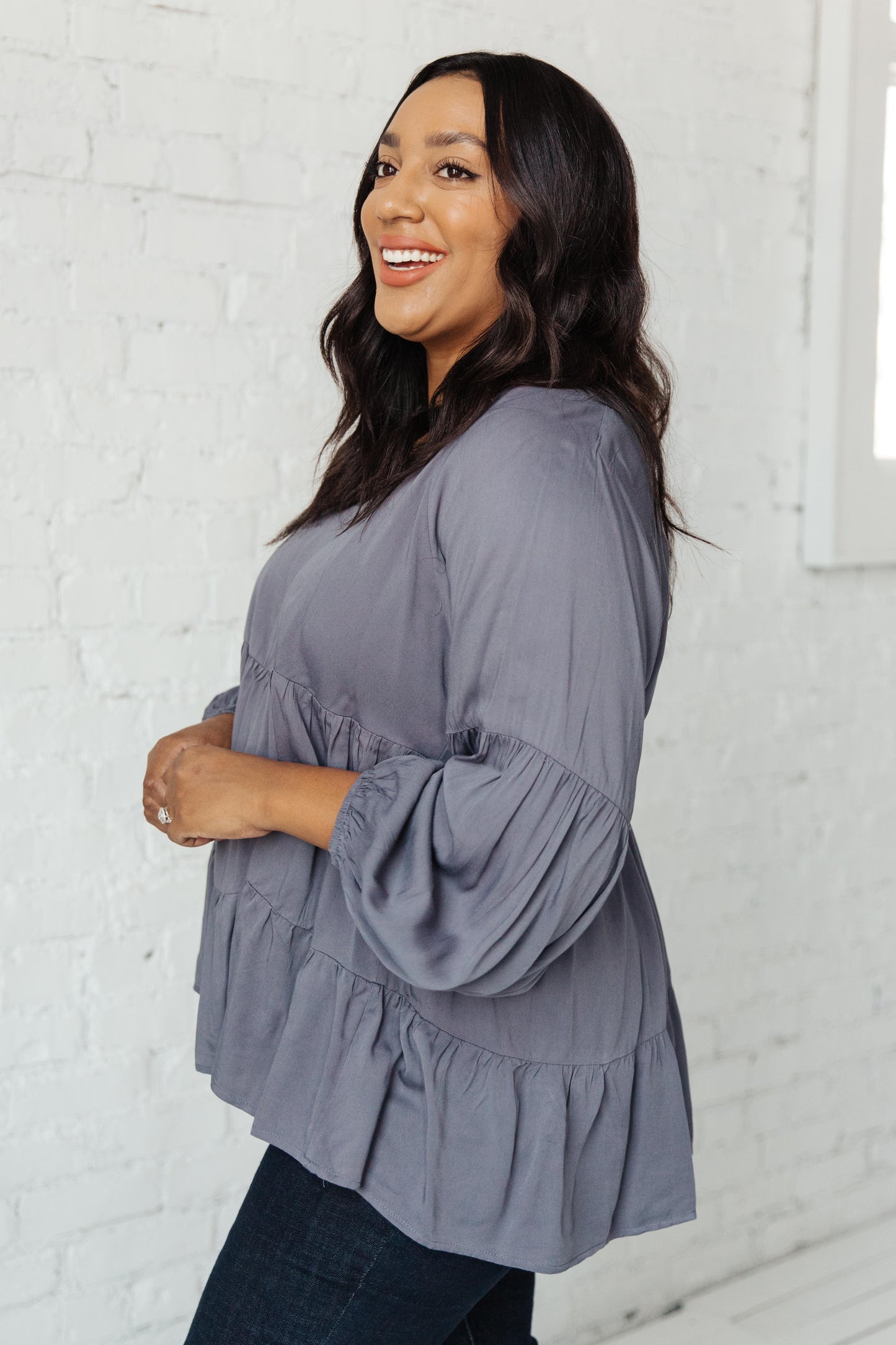 Charcoal Lightweight Tiered Swing Top Sassy