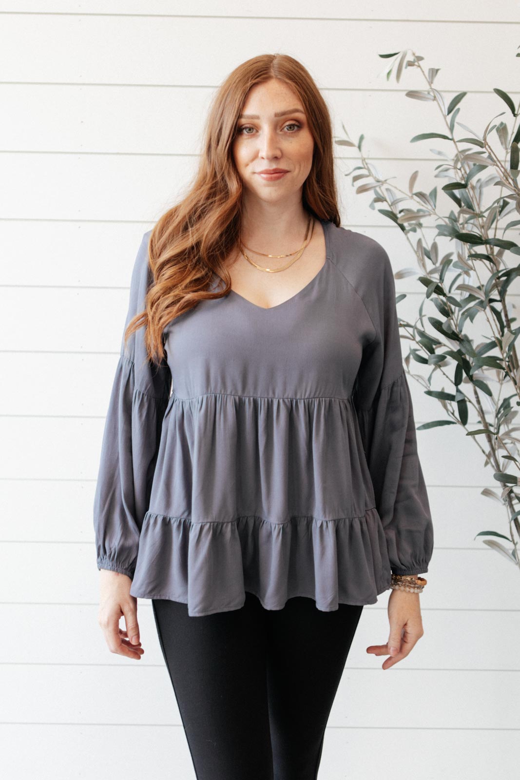 Charcoal Lightweight Tiered Swing Top Sassy