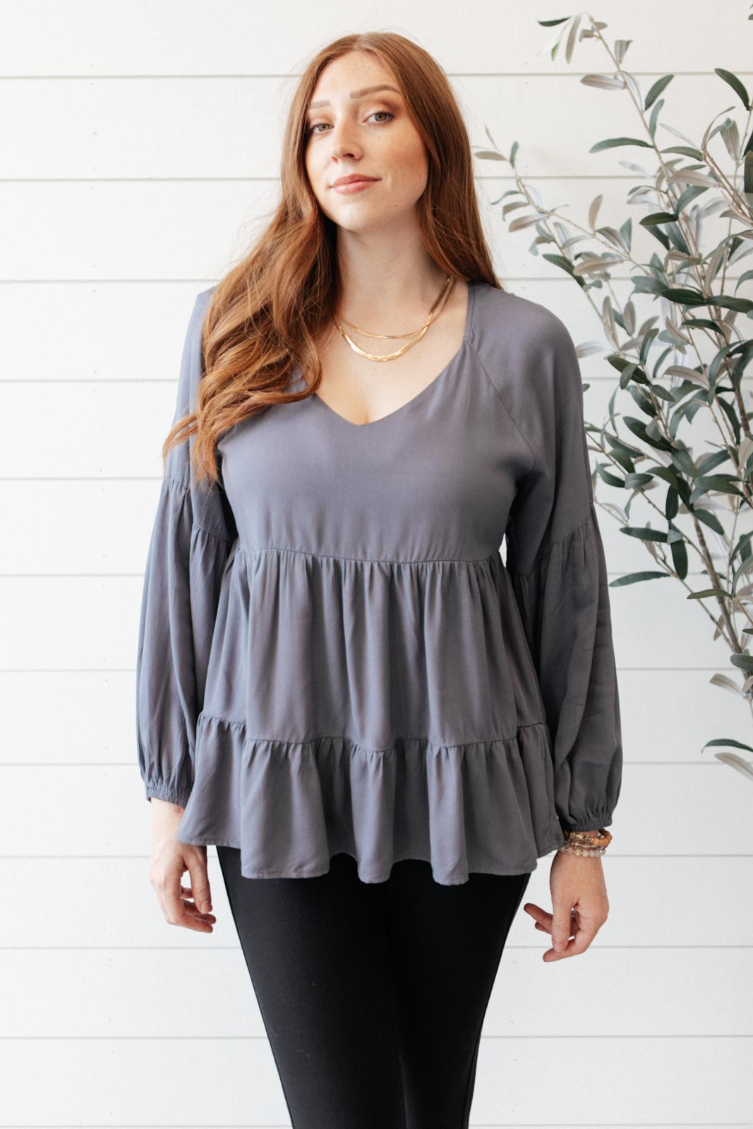 Charcoal Lightweight Tiered Swing Top Sassy