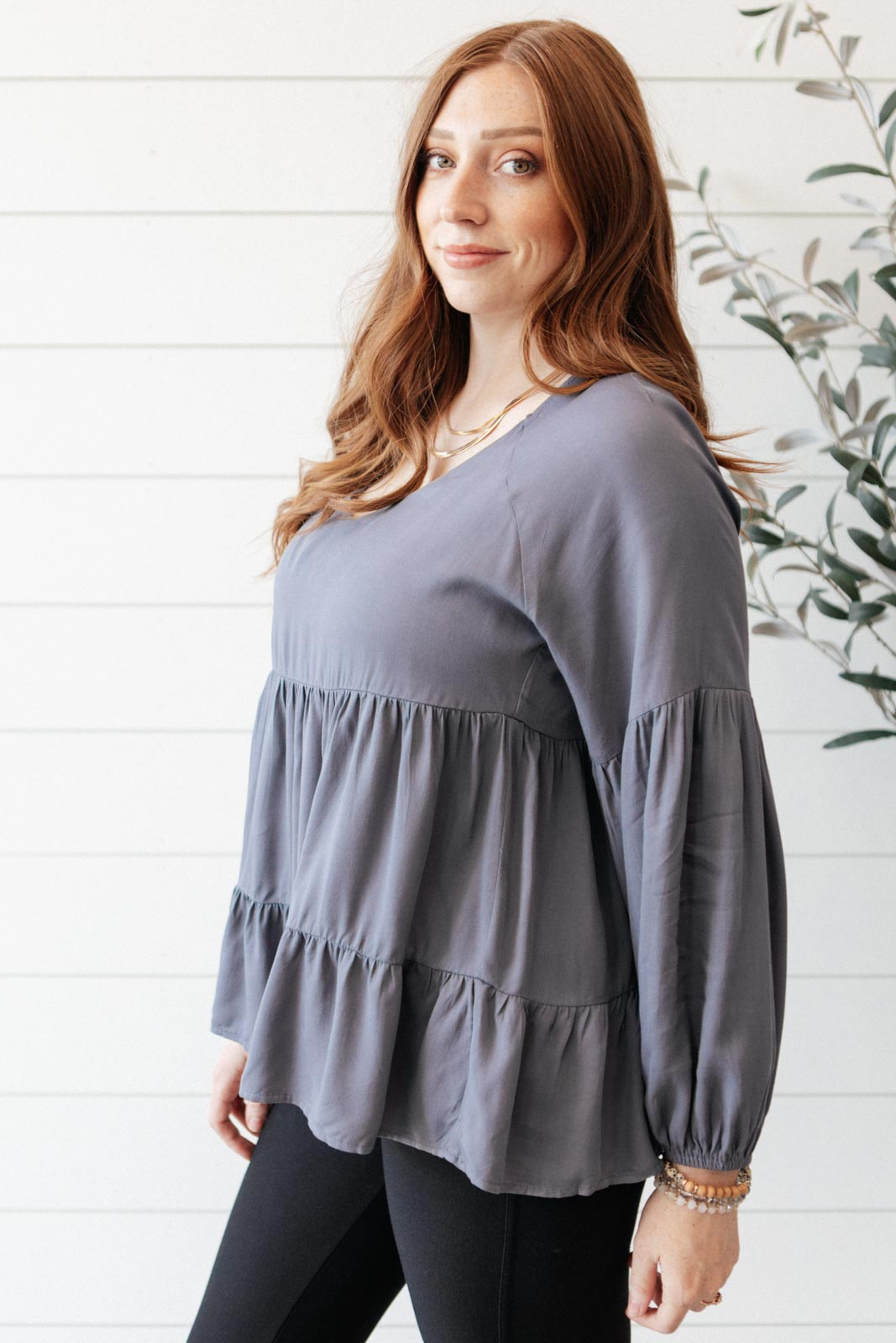 Charcoal Lightweight Tiered Swing Top Sassy