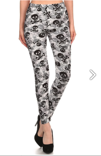 Skulls and Crossbones High Waist Basic Solid Leggings