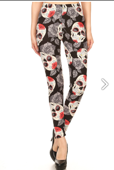 Sugar Skulls High Waisted Knit Legging Day of The Dead