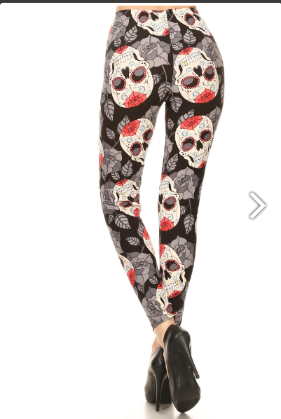 Sugar Skulls High Waisted Knit Legging Day of The Dead