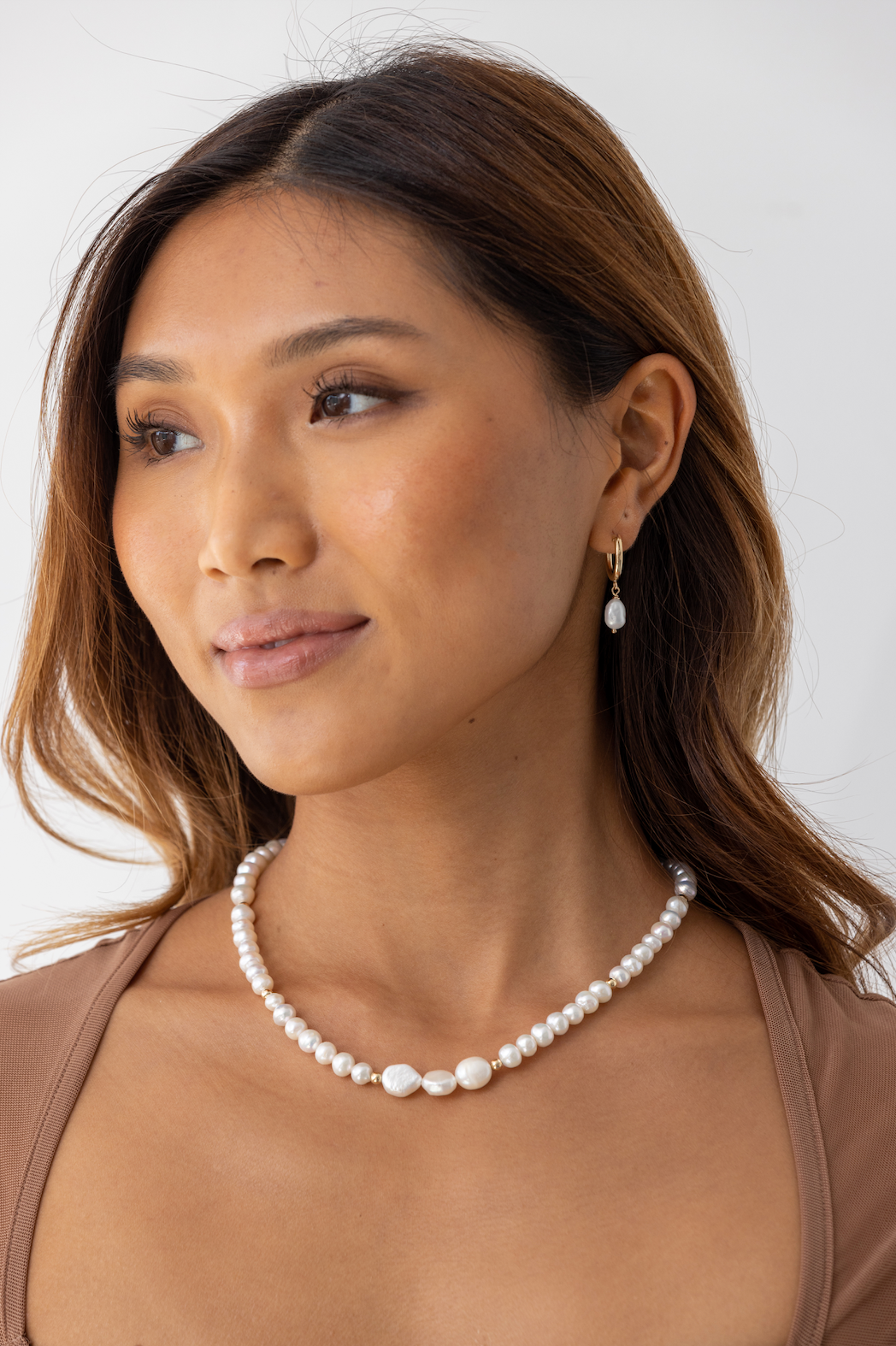 14k Gold Filled Freshwater Pearl 15mm Hoop Earrings Adelle