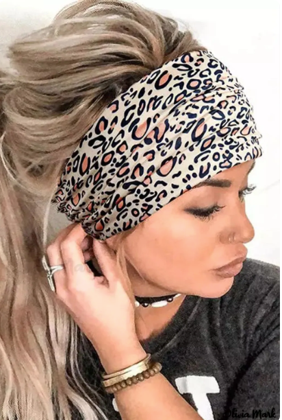 Wide Leopard Print Sports Headband