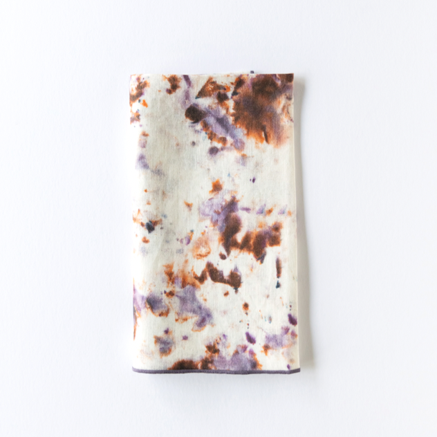 Rose Marble Print Linen Napkin with Plum or Lavender Trim
