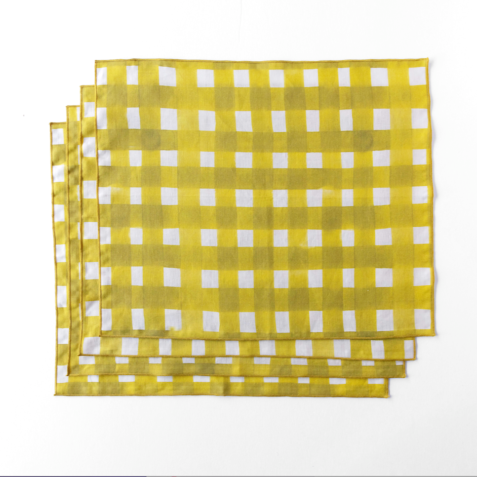 Yellow Cross Hatch Linen Placemat
