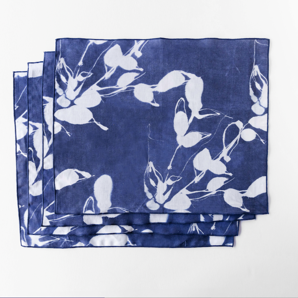 Indigo Abstract Print Placemat Porto Print Goldie Home