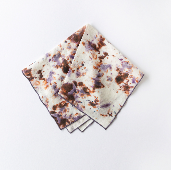 Rose Marble Print Linen Napkin with Plum or Lavender Trim