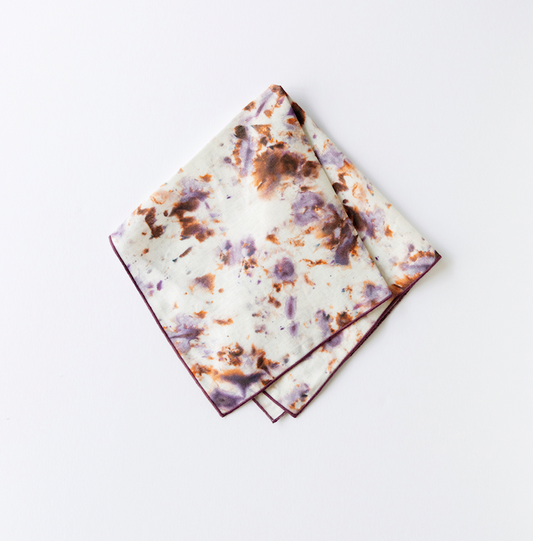 Rose Marble Print Linen Napkin with Plum or Lavender Trim
