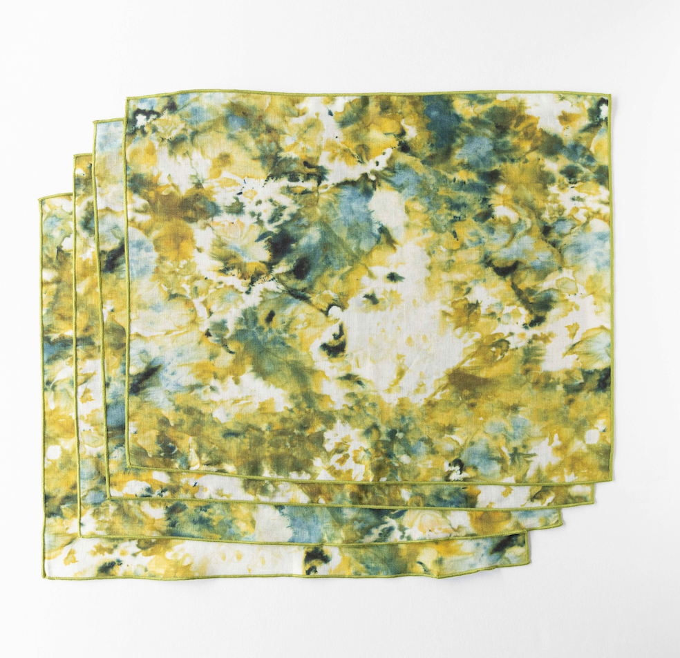 Green Marble Linen Placemat 15x18 inches Made in Portugal