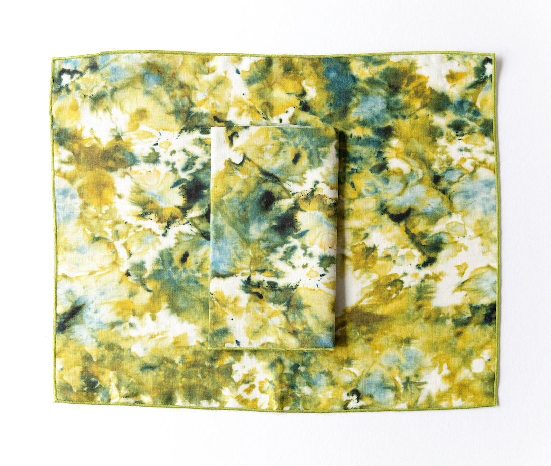 Green Marble Linen Placemat 15x18 inches Made in Portugal
