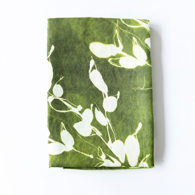 Porto Print Olive Tablecloth 100% European Linen