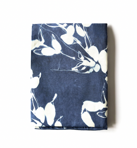 Porto Print Indigo Tablecloth 100% European Linen