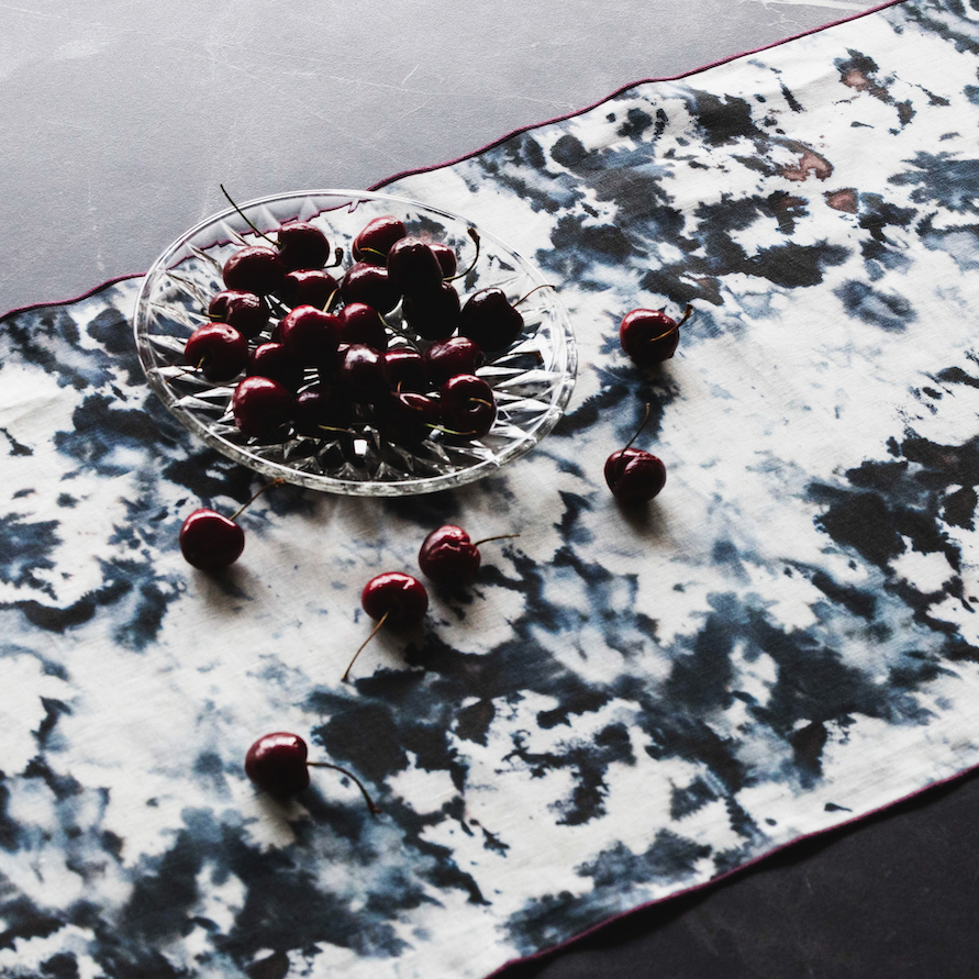 Grey Marble Table Runner 100% European Linen