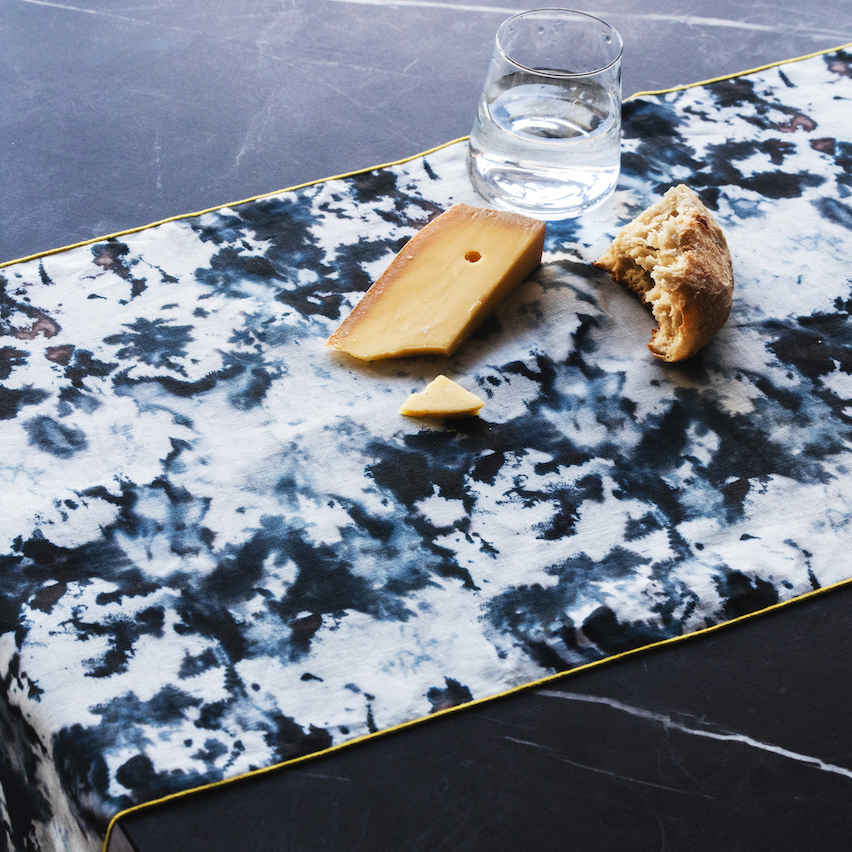 Grey Marble Table Runner 100% European Linen