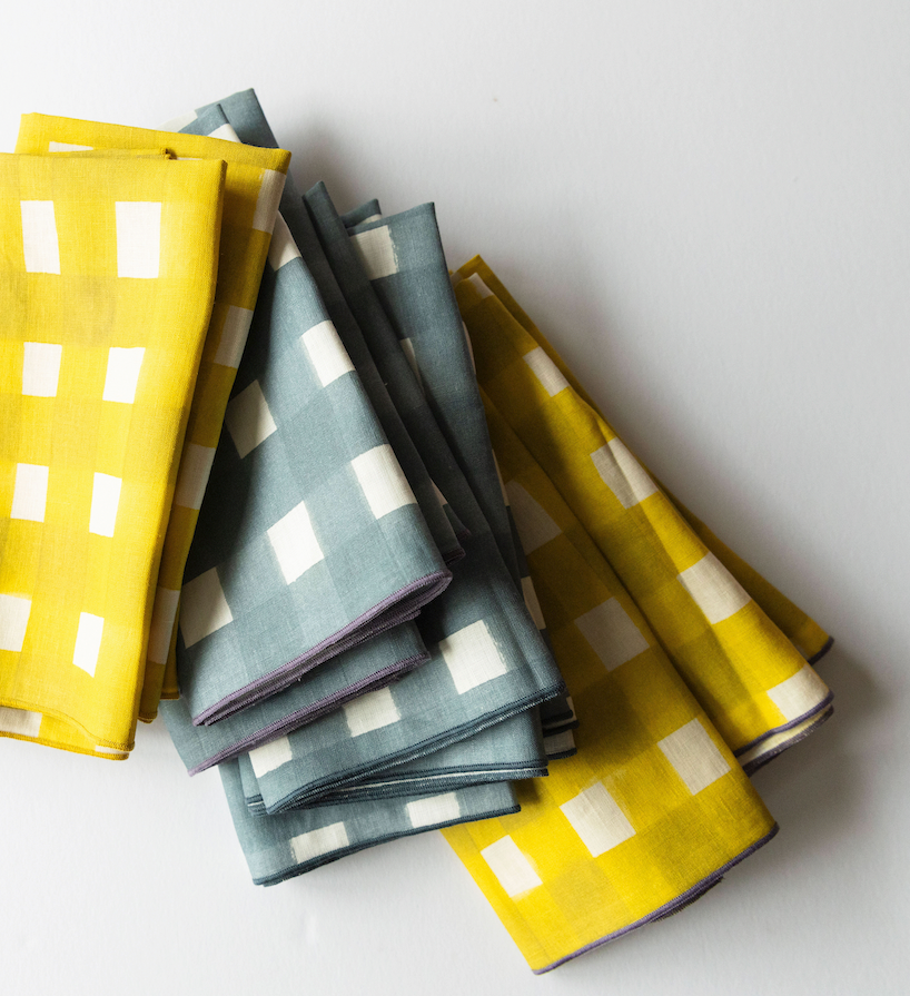 Yellow Cross-Hatch Linen Napkin 18x18 Inches