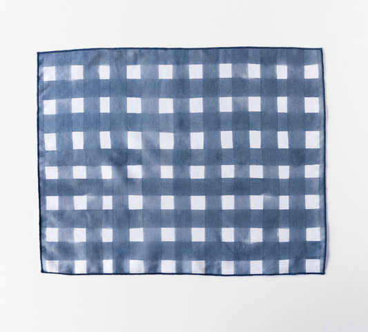 Blue Cross Hatch Linen Placemat 100% Made in Portugal