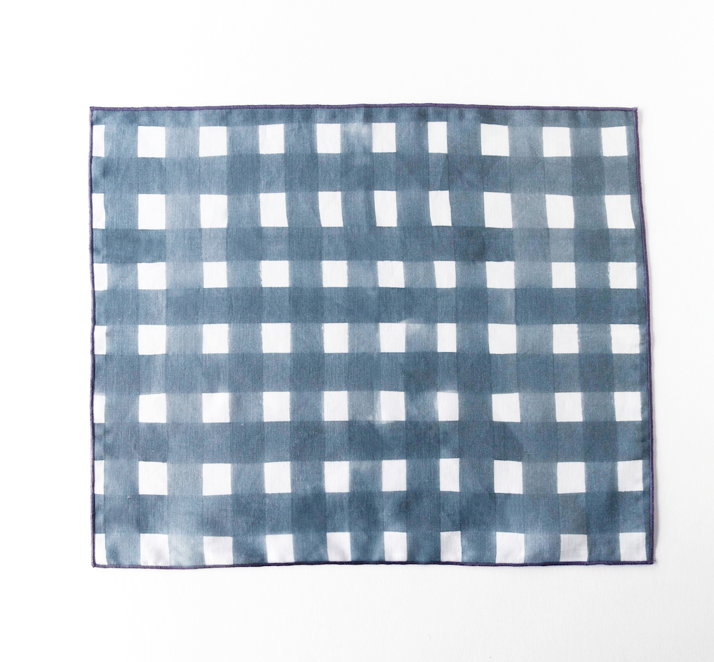 Blue Cross Hatch Linen Placemat 100% Made in Portugal