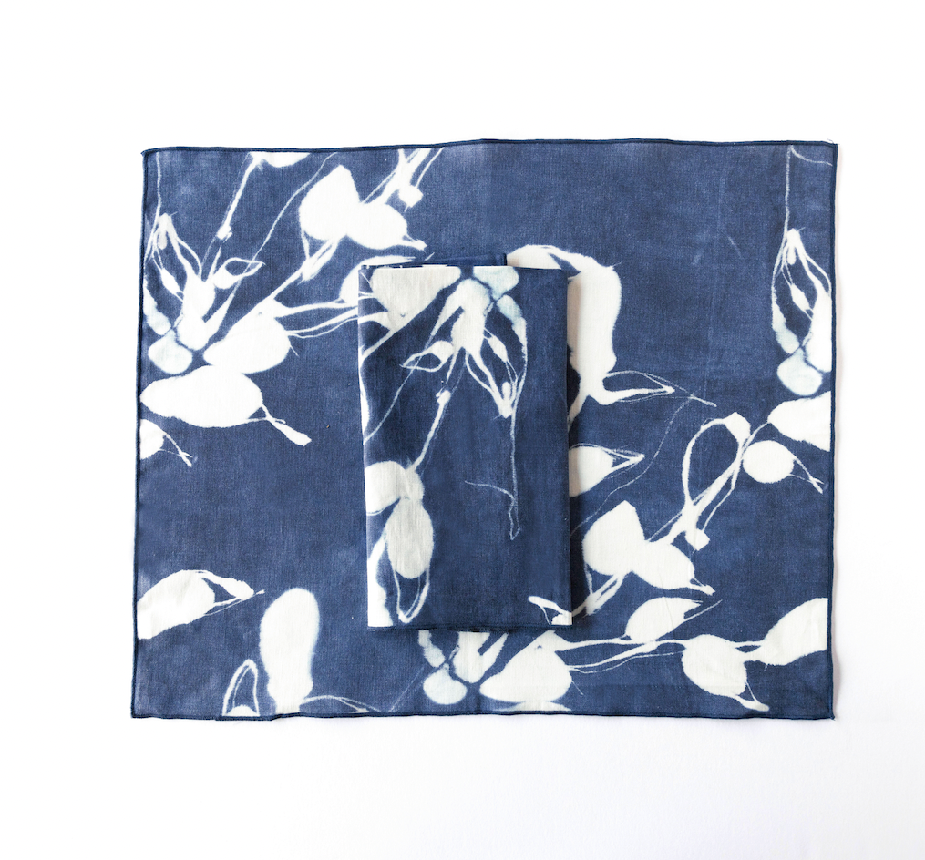 Indigo Abstract Print Placemat Porto Print Goldie Home