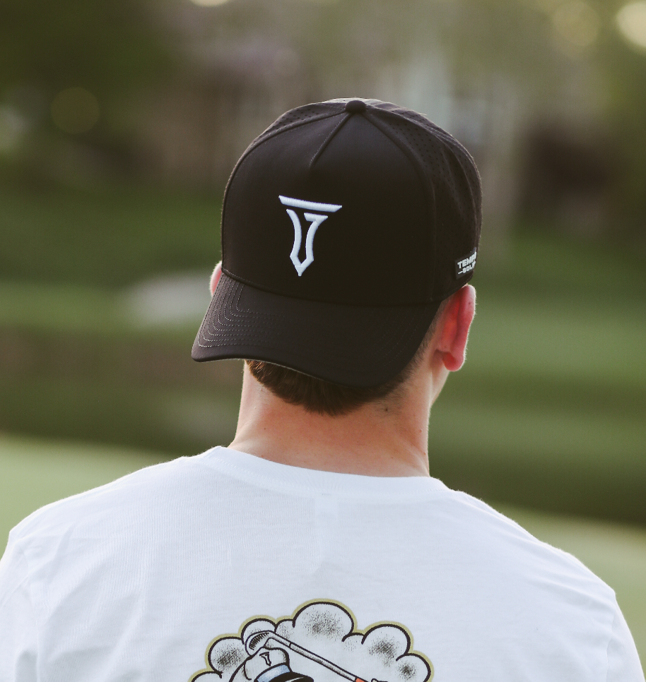 Iconic T 5 Panel Snapback Hat Black Golf Hat