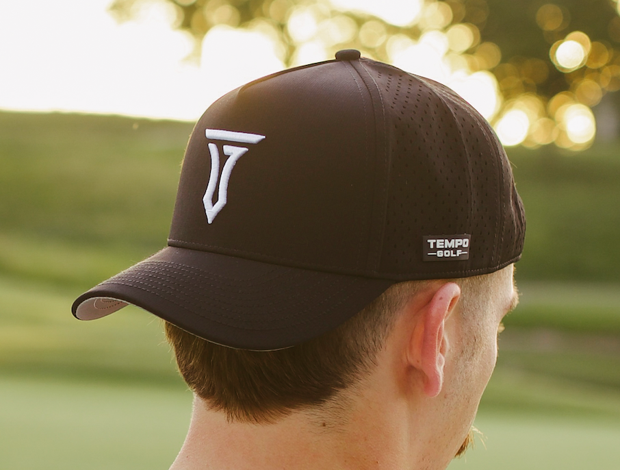 Iconic T 5 Panel Snapback Hat Black Golf Hat