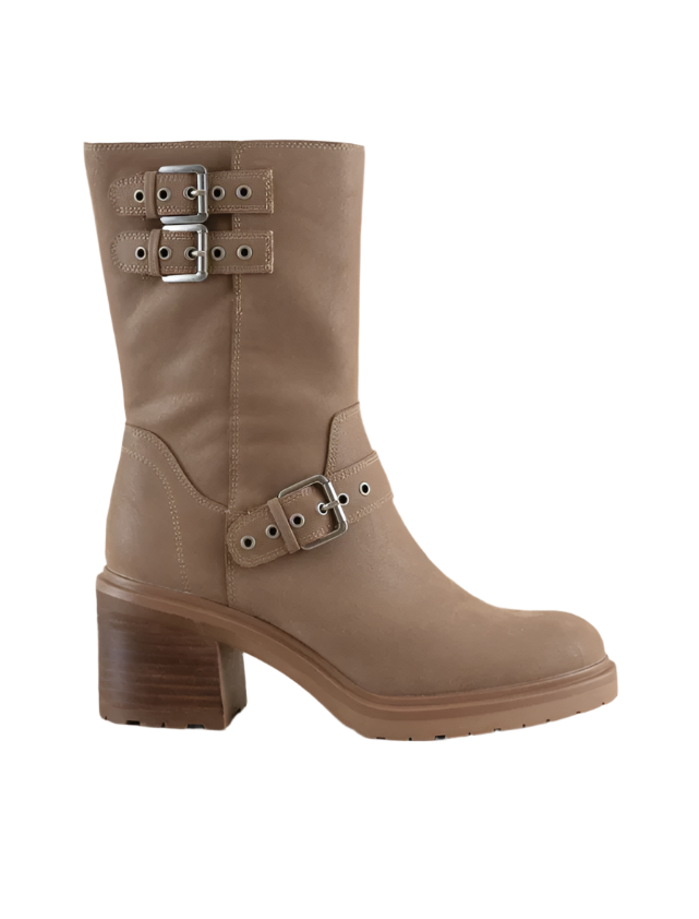 Rider Boots with Buckles Taupe Color