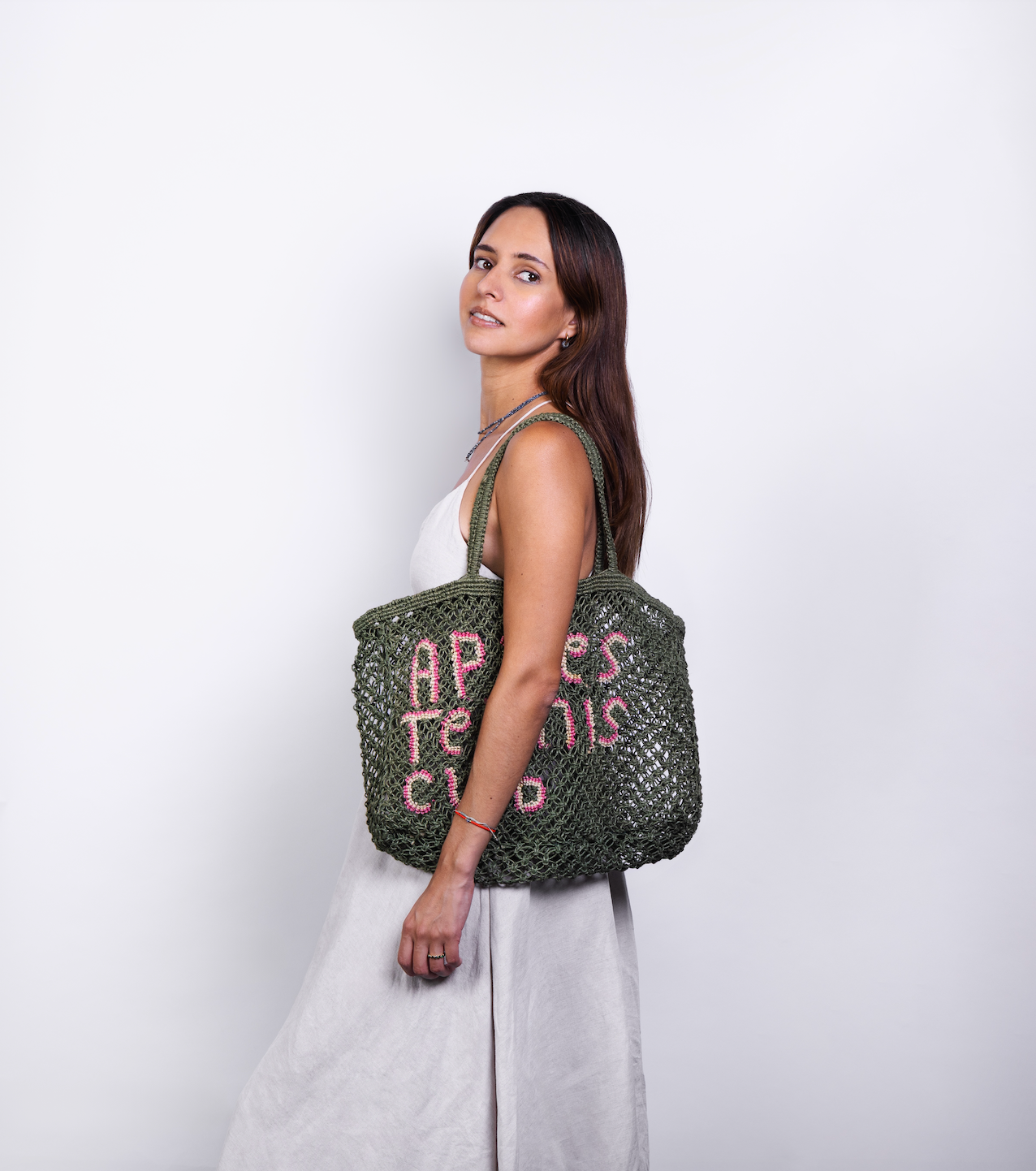 Woven Jute Tote Lightweight Apres Tennis Club