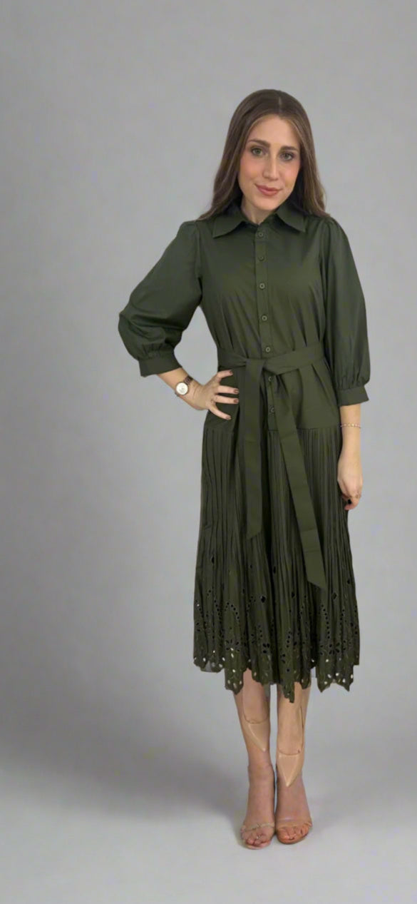 Olive Color Midi Dress
