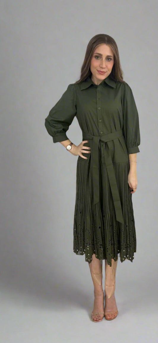Olive Color Midi Dress