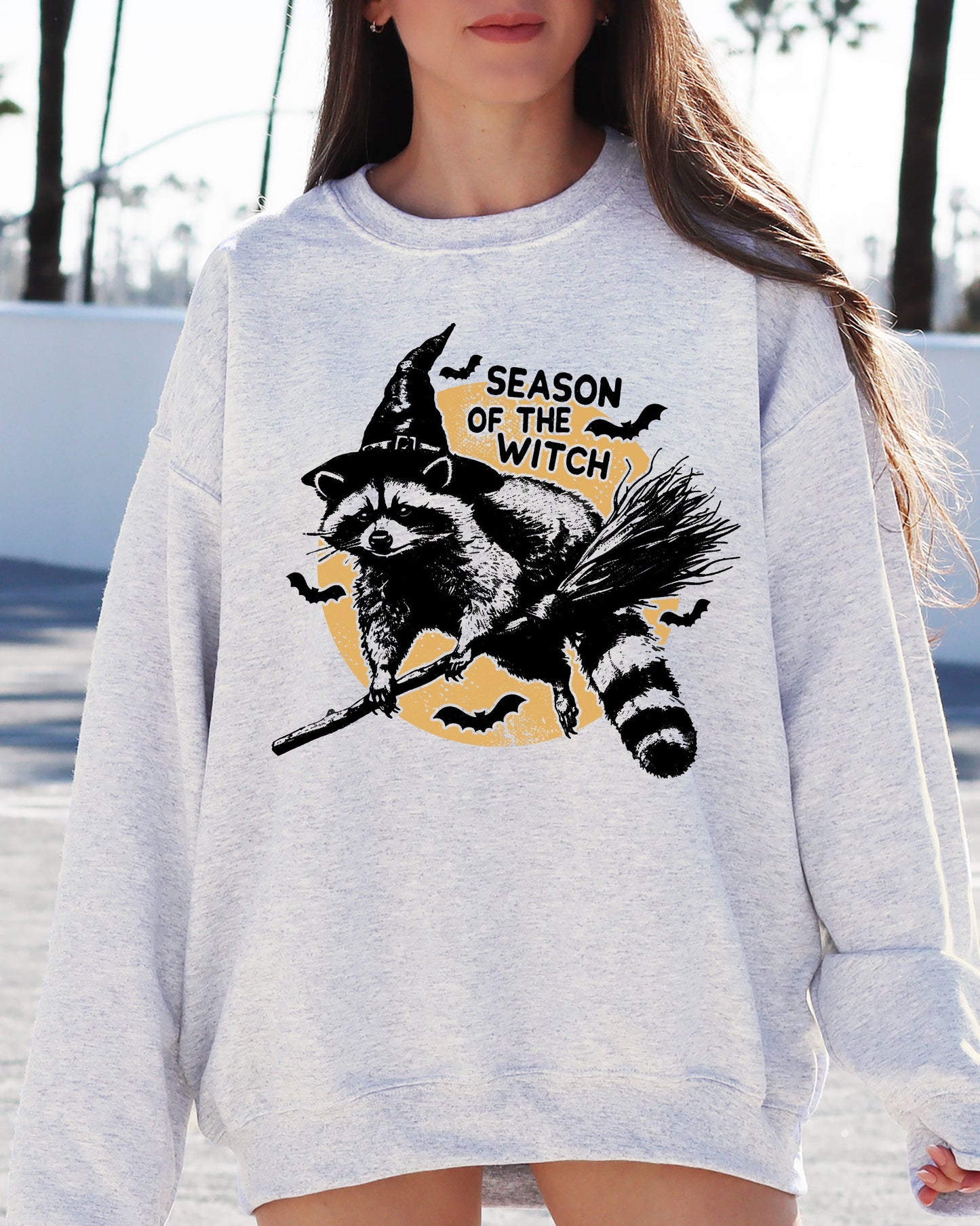 Season Of The Witch Cute Raccoon Halloween Sweatshirt