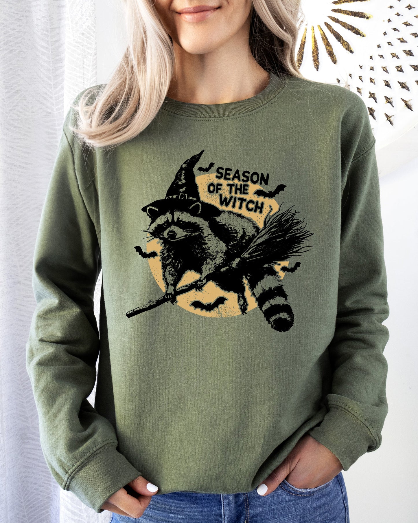 Season Of The Witch Cute Raccoon Halloween Sweatshirt