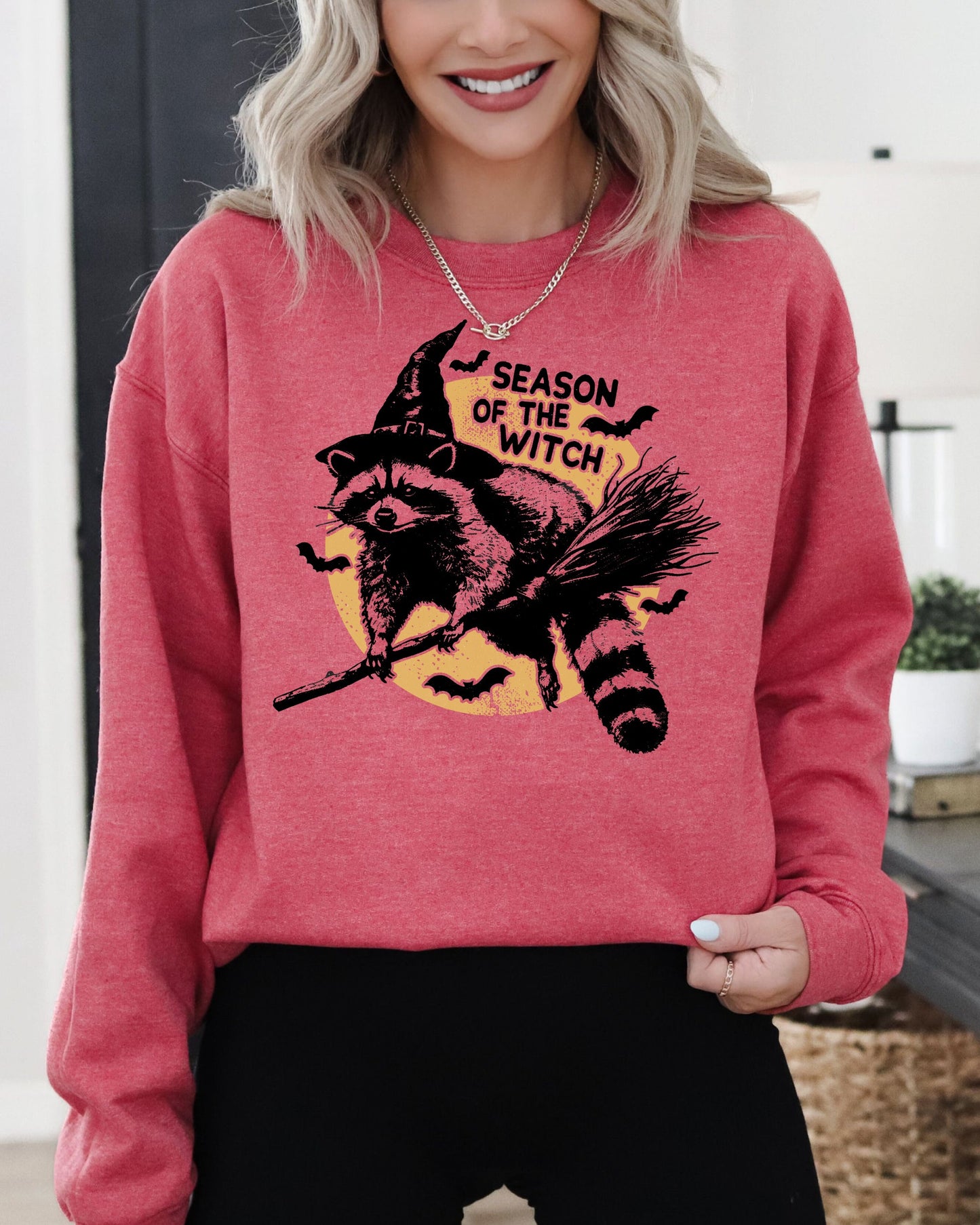 Season Of The Witch Cute Raccoon Halloween Sweatshirt