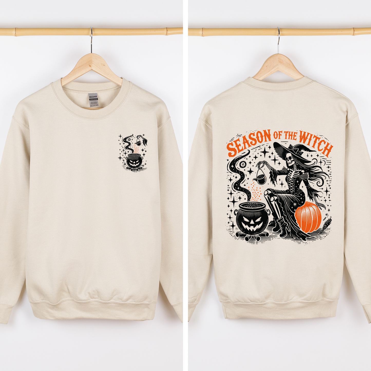 Halloween Spooky Sweatshirt Front and Back Season of the Witch Refinery Number One