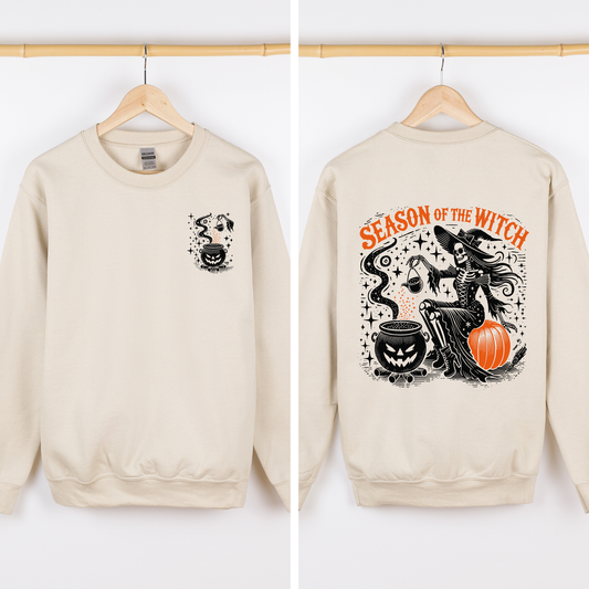 Halloween Spooky Sweatshirt Front and Back Season of the Witch Refinery Number One