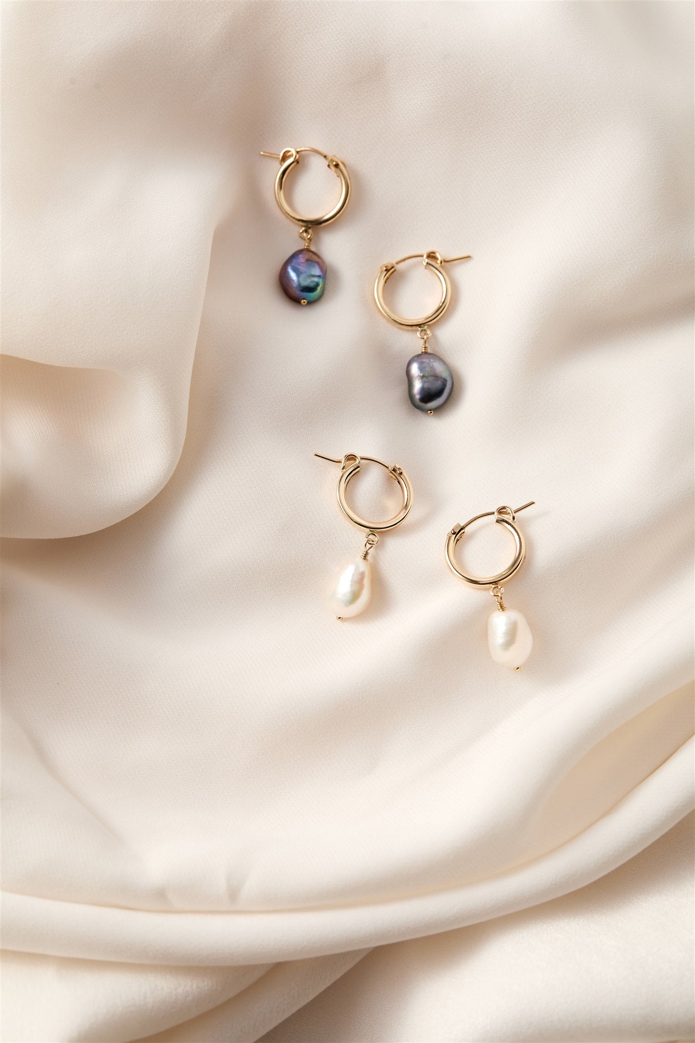 14k Gold Filled Freshwater Pearl 15mm Hoop Earrings Adelle