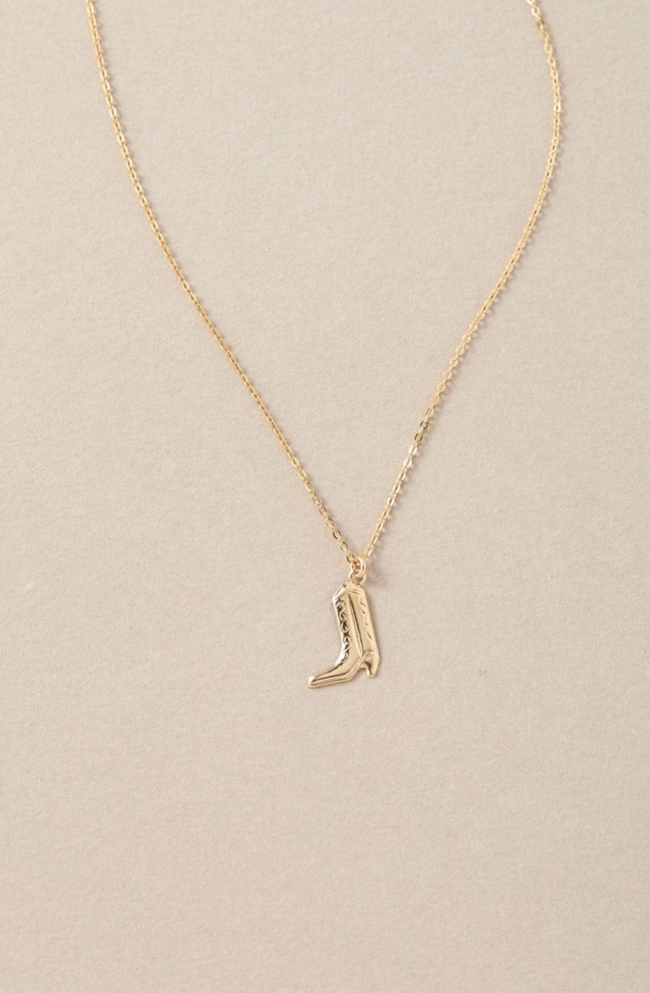14k Gold Filled 20' Chain Necklace with 12mm Solid Gold Cowboy Boot Charm Houston Necklace