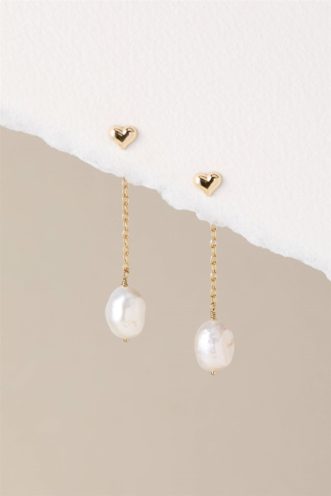 Eloise 14k Gold Filled Heart Stud Earrings with Freshwater Potato Pearls