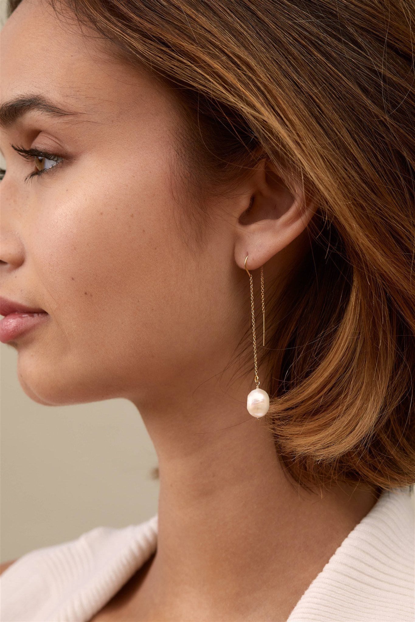 Sabina 14k Gold Filled and Sterling Silver Threaders with Keshi Pearls