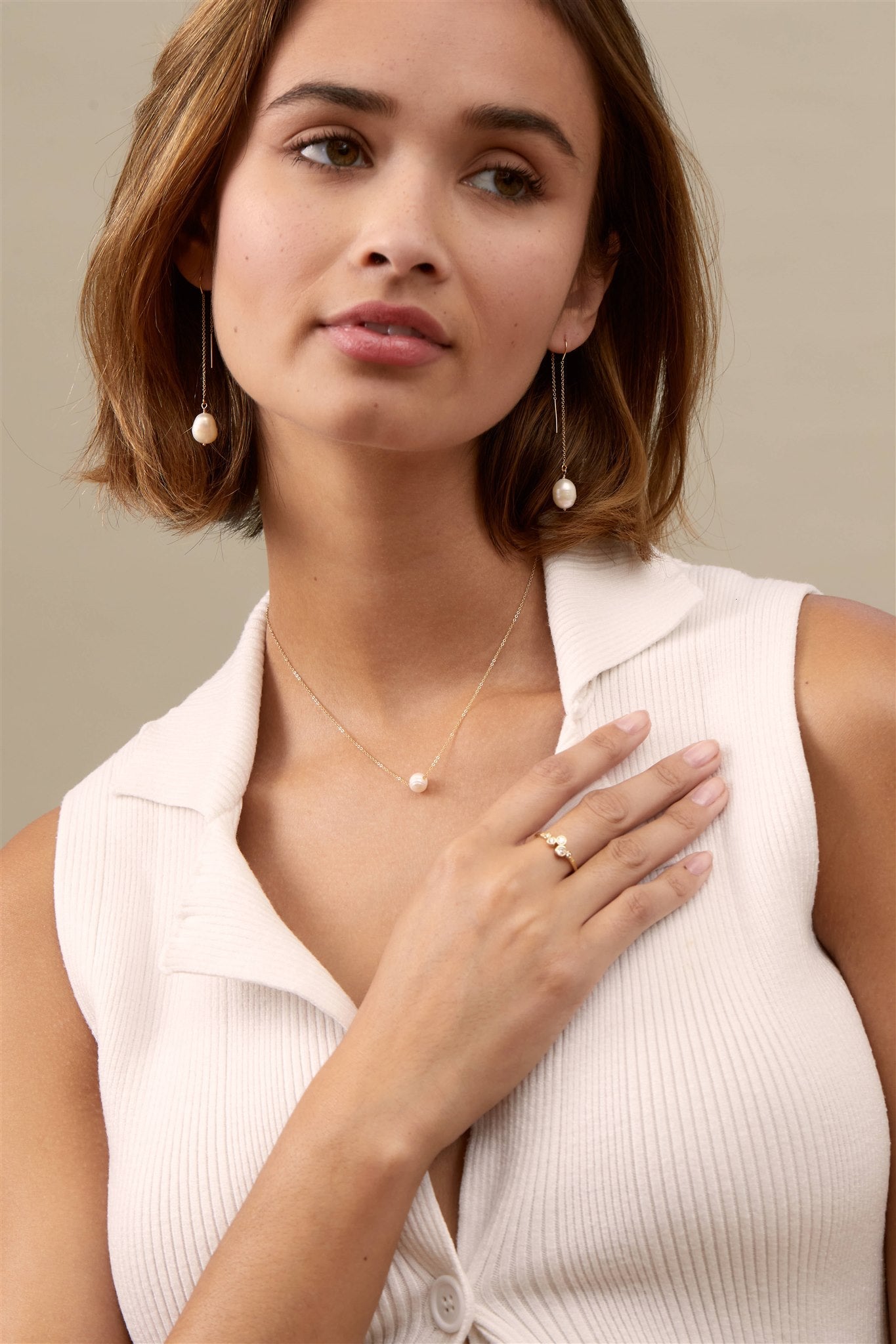 Sabina 14k Gold Filled and Sterling Silver Threaders with Keshi Pearls