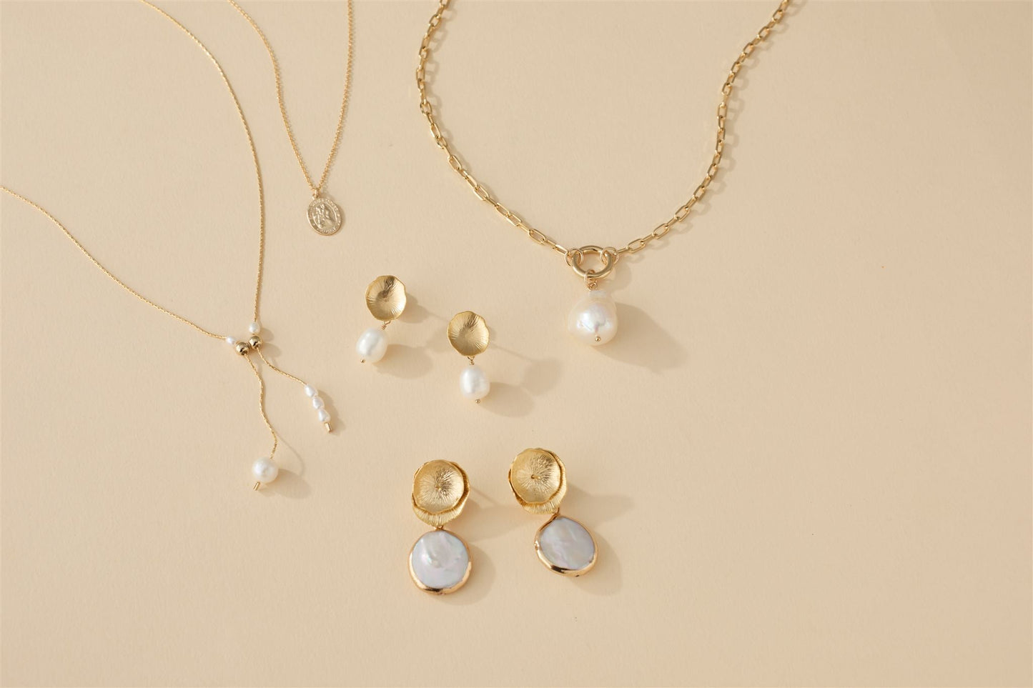 16k Gold Lotus Earrings with Baroque Pearls Post Sterling Silver Reese Earrings