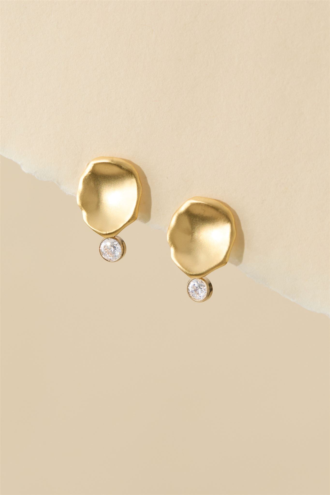Matte Gold Cubic Zirconia Earrings Maxine