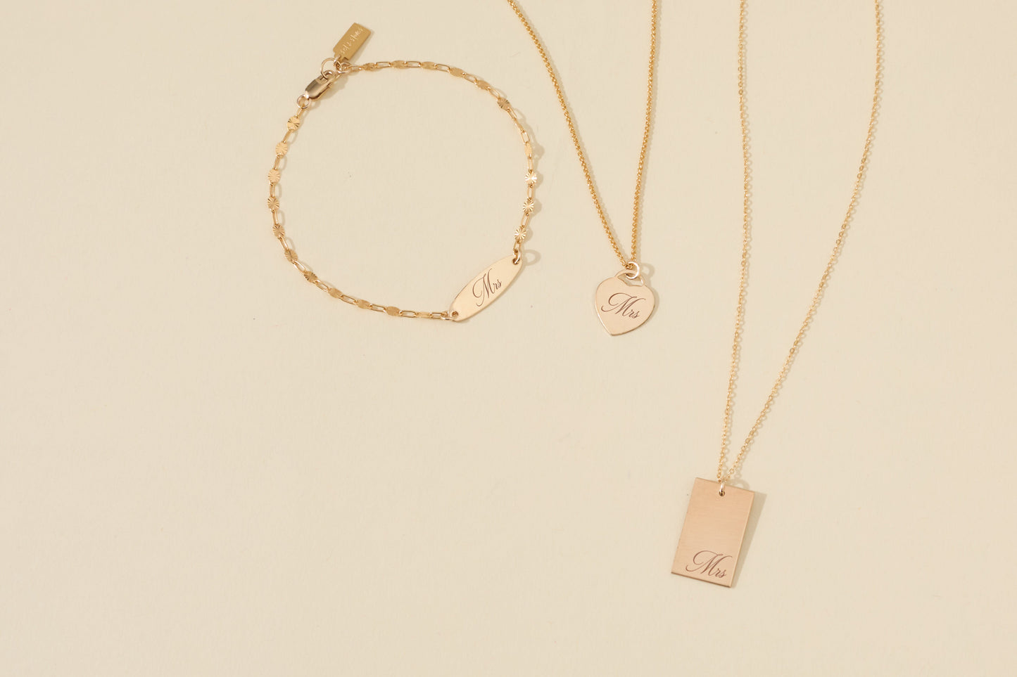 14k Gold Filled Wheat Chain Necklace with Laser Engraved Heart Charm Mrs Alice