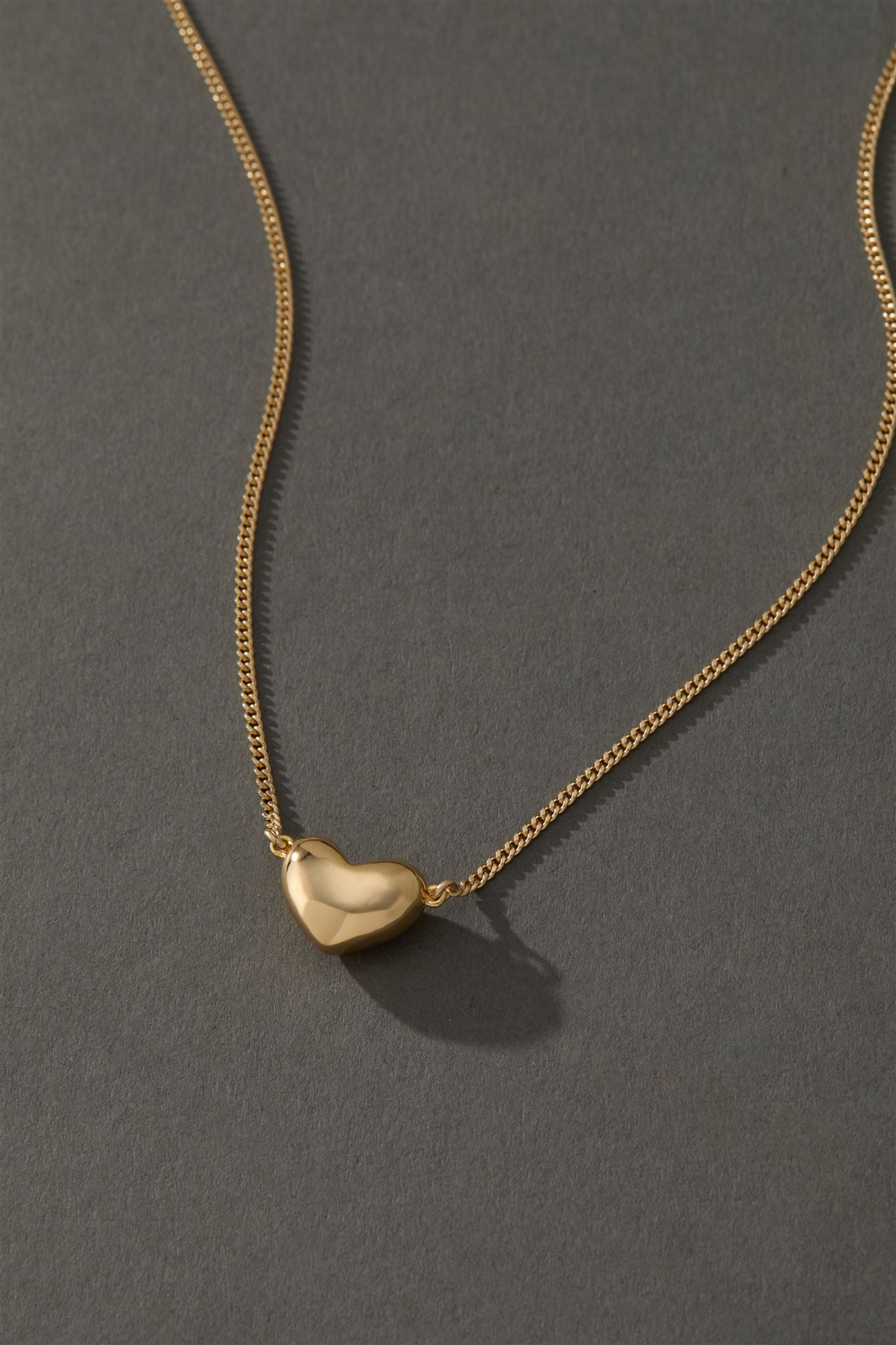 Mila 24k Gold Over Brass Puffy Heart Necklace