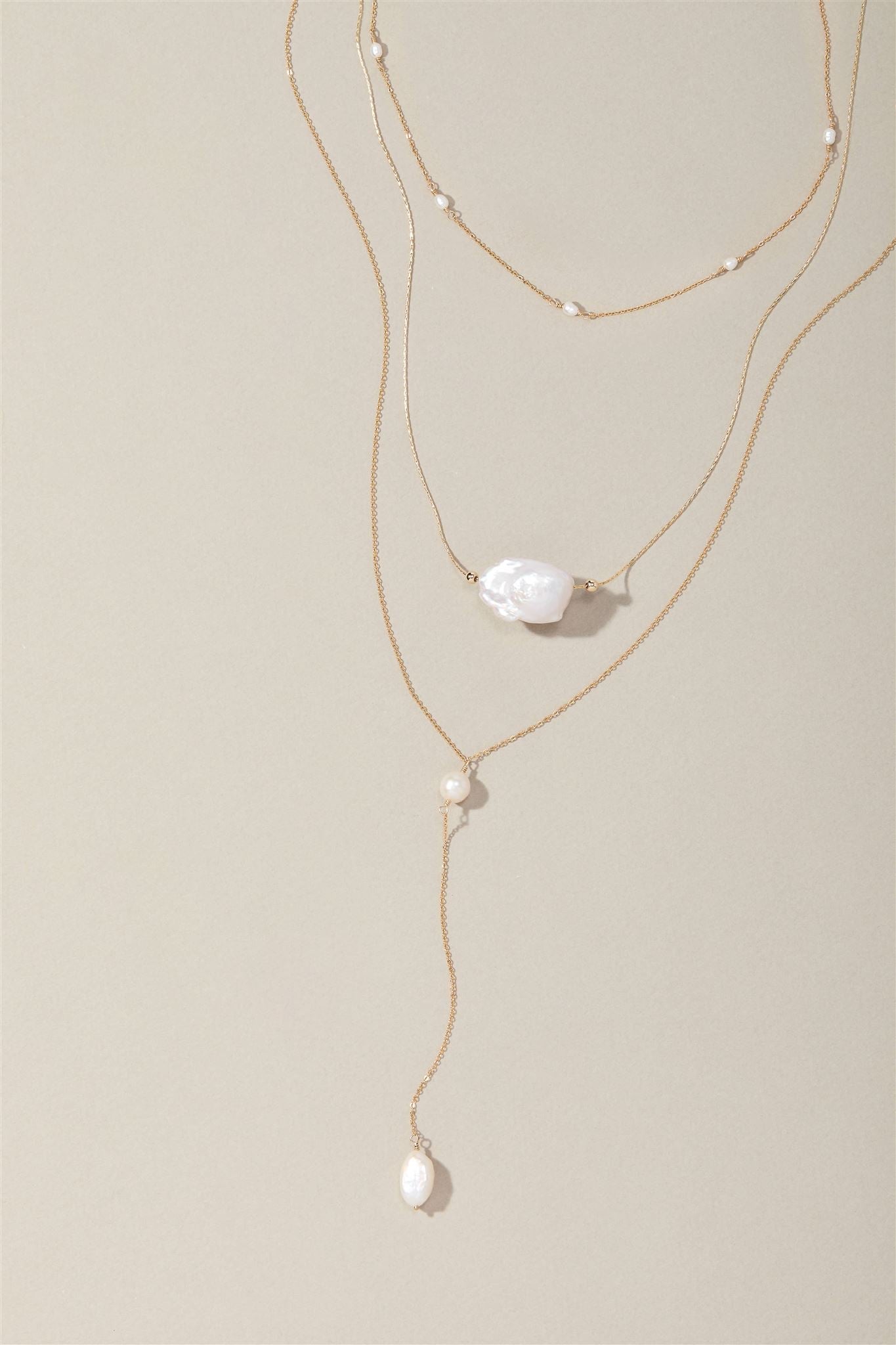 Penny Necklace 14k Gold Filled Lariat Necklace with Freshwater Potato Pearls